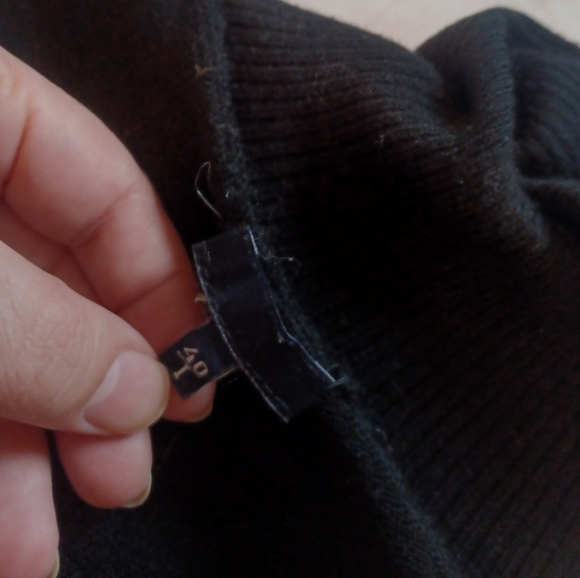 Comme des garçons wool turtleneck sweater S black lace inlets heart embroidery - Picture 2 of 8